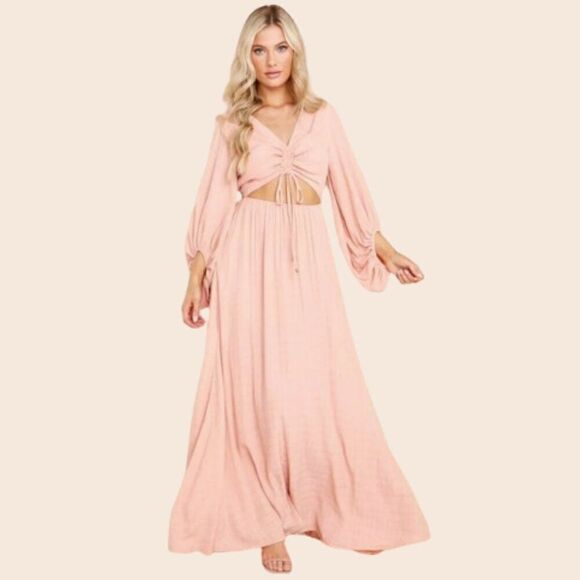 Aura the Label Peach Maxi Cutout Dress Size Small New With Tags - Picture 1 of 15